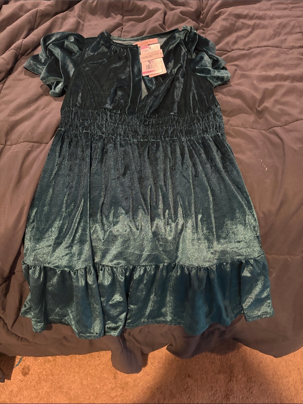 French Connection Teal Velvet Mini Dress